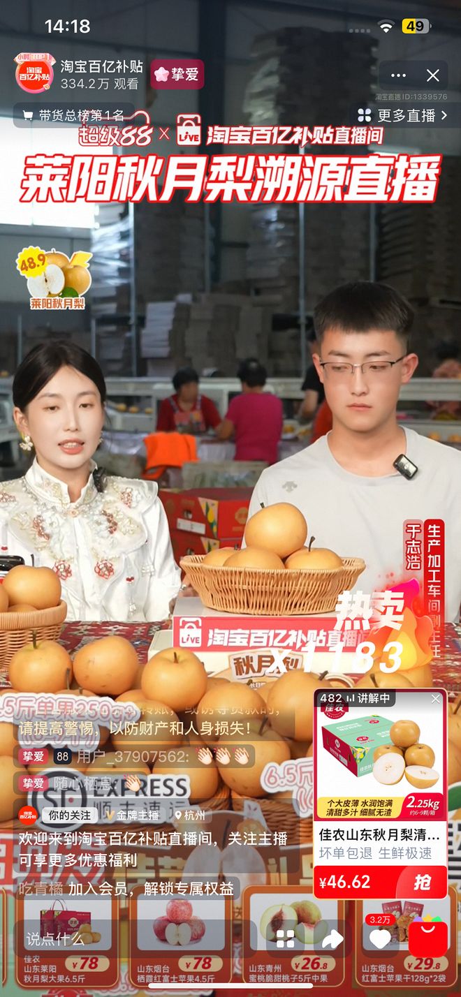 淘宝百亿补贴将直播间搬到果园 22小时卖空36万斤新疆伽师西梅(图2)